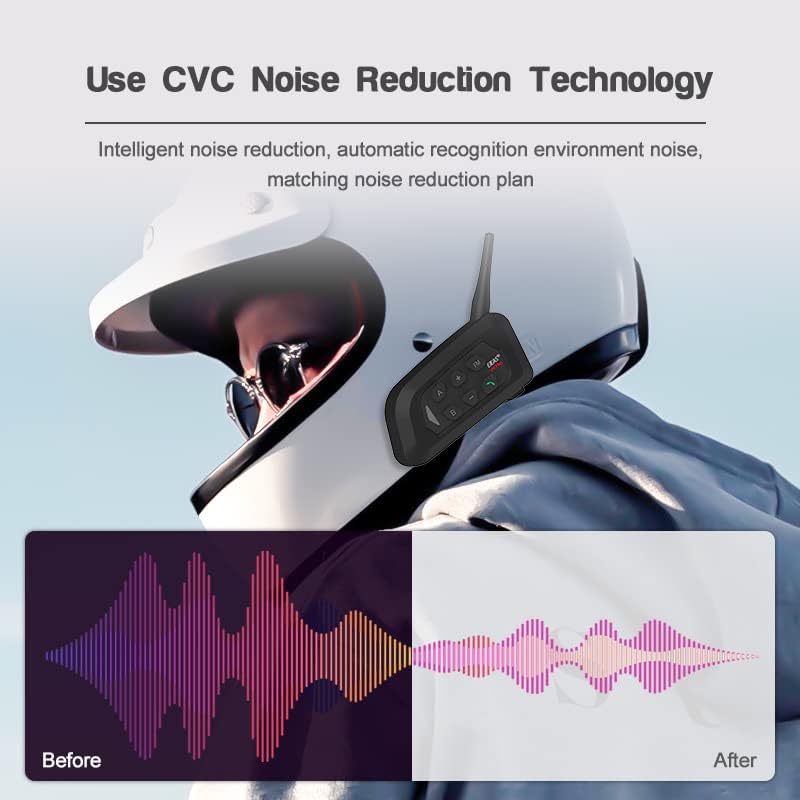 MIMIRACLE V4 Plus Motorcycle Helmet Bluetooth Intercom Headset, Up to 4 Riders 1500M IP65 Waterproof Motorbike Communication System for Skiing/ATV/Off Road -1 Pack