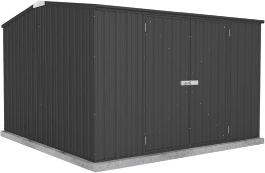Absco Premier Storage Sheds, 10'x10' Metal Garage, DIY Backyard Shed, Utility Tool Storage, Weather & Wind Resistant Aluminum Panels & Steel Frame, Maintenance-Free, 12 Year Warranty, Monument Gray