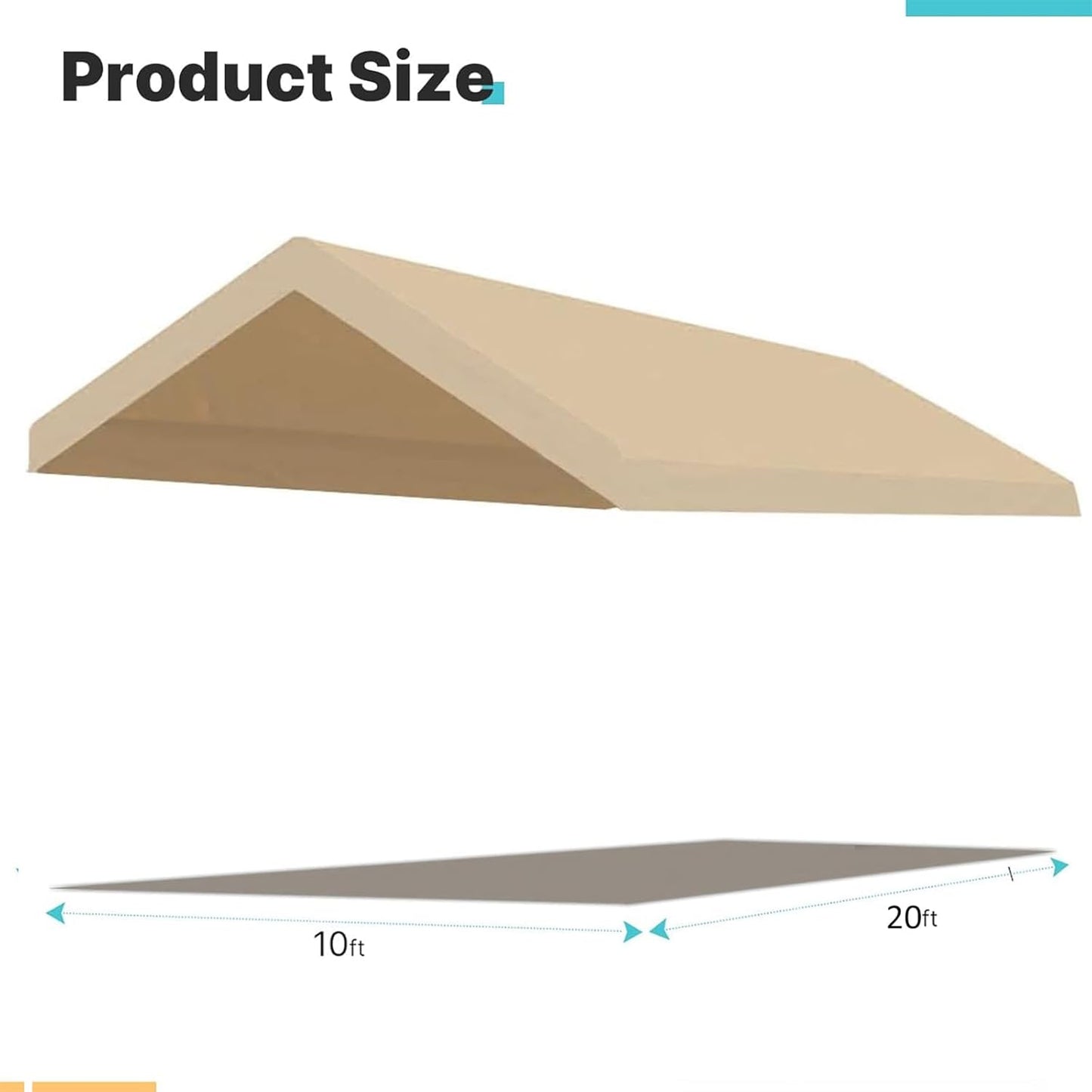 Carport Replacement Canopy Cover for Car Tent Top Garage Shelter Cover Tarp with Ball Bungees (Only Top Cover, Frame Not Include) (Ginger, 10’ x 20‘)