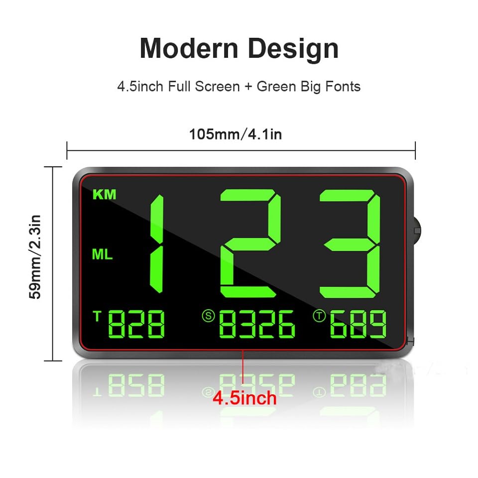 Digital GPS Speedometer Heads Up Display for Cars New HUD MPH Odometer Trip Meter for Trucks Golf cart All Vehicles, 4.5 inch Big Screen, USB Cable Plug & Play (C80)