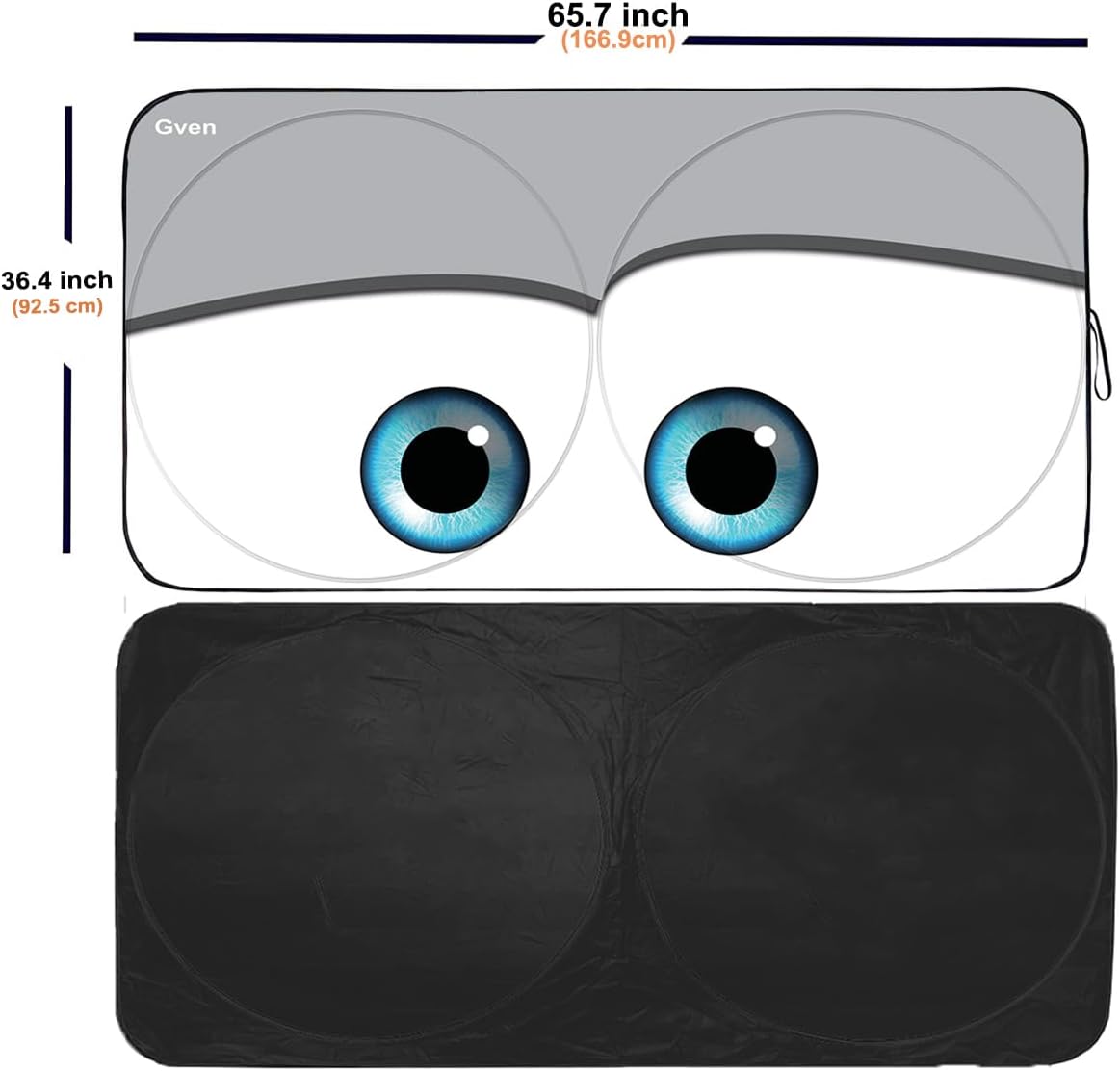 Gven Windshield Sun Shade 2025 Windshield Cover Sun Shade Automotive Interior Sun Protection Front Windshield Car Eyes Sun Visor Protector Blocks UV Rays Keep Your Vehicle Cool (Grey, XL)