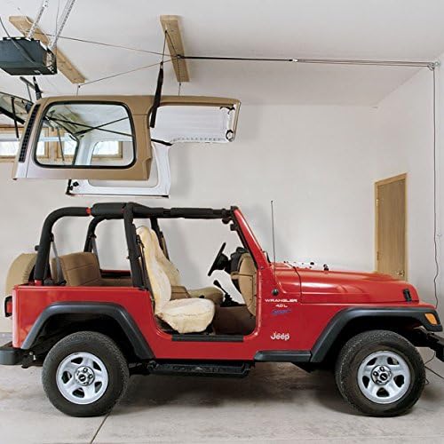 Hoister Direct- Jeep Hardtop Overhead Garage Storage Hoist for Jeep Wrangler, Gladiator, Ford Bronco, Self-Leveling, Safe Anti-Drop System, Easy One-Person Operation, 45-145lb Capacity -7803.Jeep