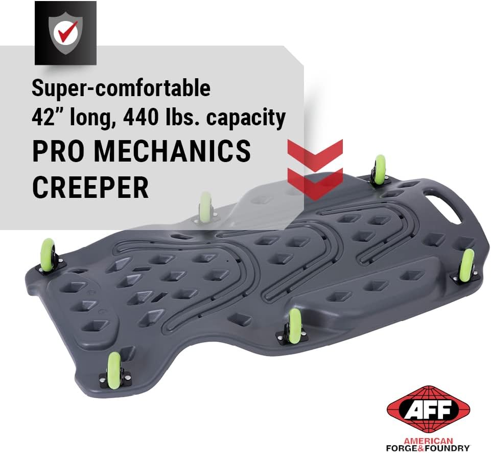 AFF Viking Mechanic's Creeper - Low Profile Ergonomic Design with Padded Headrest - Heavy Duty