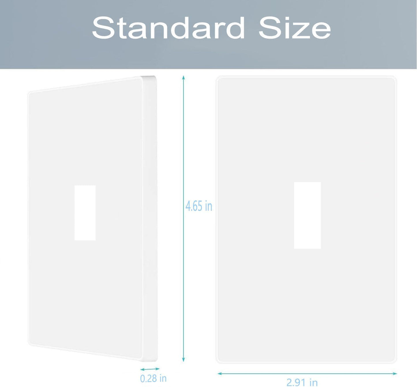 1-Gang Screwless Toggle Switch Wall Plate Cover Toggle Switch Outlet Electrical Faceplate for Light Switch, Receptacle, Dimmers, USB Outlet, GFCI, Child Safe Cover Plate, White (10-Pack)