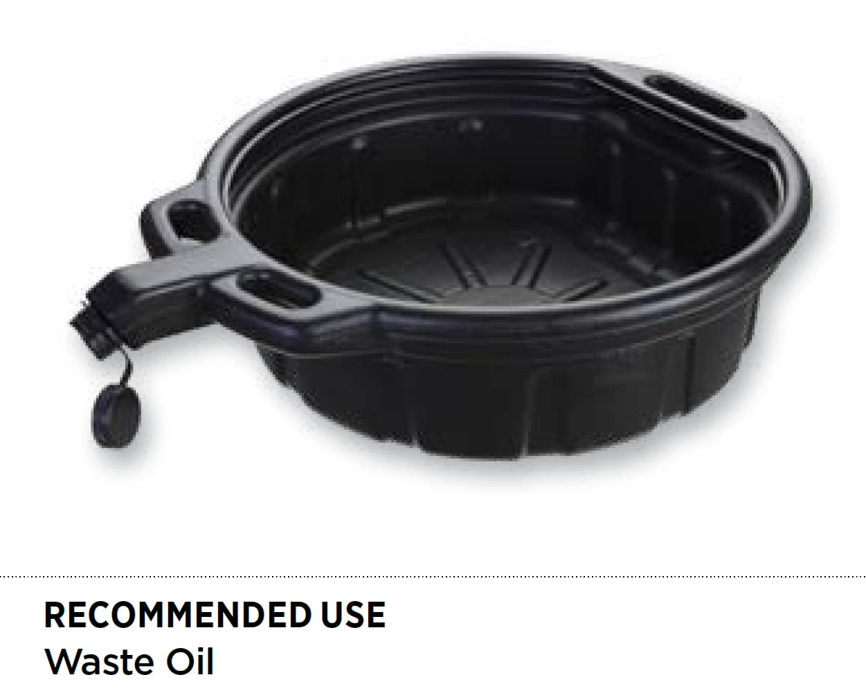 Groz 41960 4.25 Gallon Oil Drain Pan - with Spout Cap, Durable HDPE Construction, Spill-Proof Design for Auto Shops and Garages, Black Color, Pack of 2