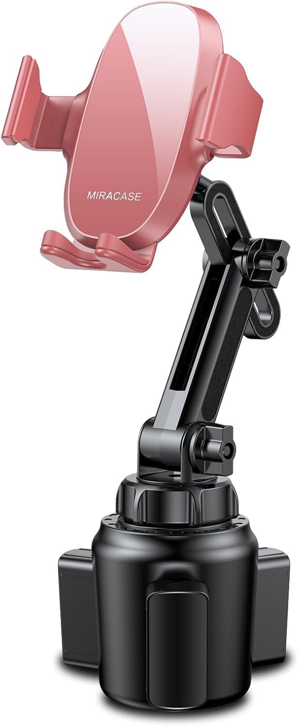 Miracase Cup Phone Holder for Car, [Upgraded Version] Adjustable Long Neck Car Cup Holder Phone Mount Cradle Friendly Compatible with iPhone Samsung Google and All Smartphones, Red