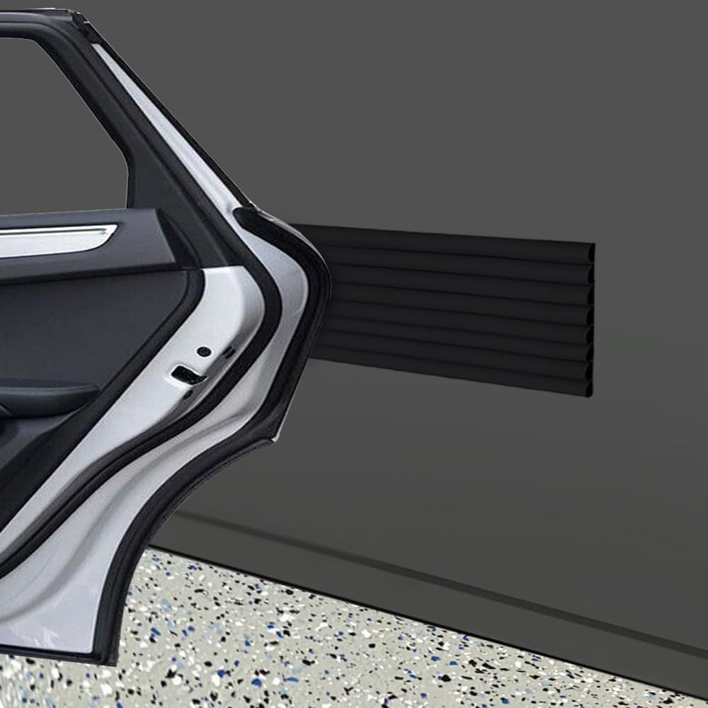 Rubber Bond Garage Wall Protectors - 4in x 12ft Strong Self-Adhesive Rubber Bumper Protectors for Garage Walls - Waterproof and Anti-Scratch Garage Wall Protector for Car Doors (Black)