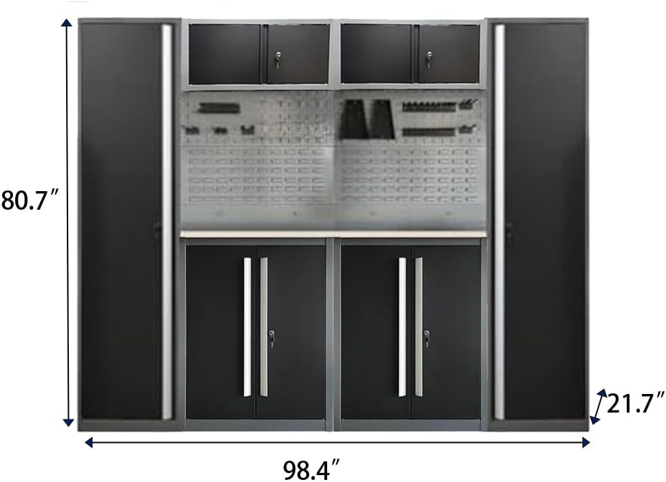 JZD Metal Garage Cabinet Set, Heavy Duty, Tool Cabinets with Drawers, for Workshop Utility Room, No Wall Mounting Needed