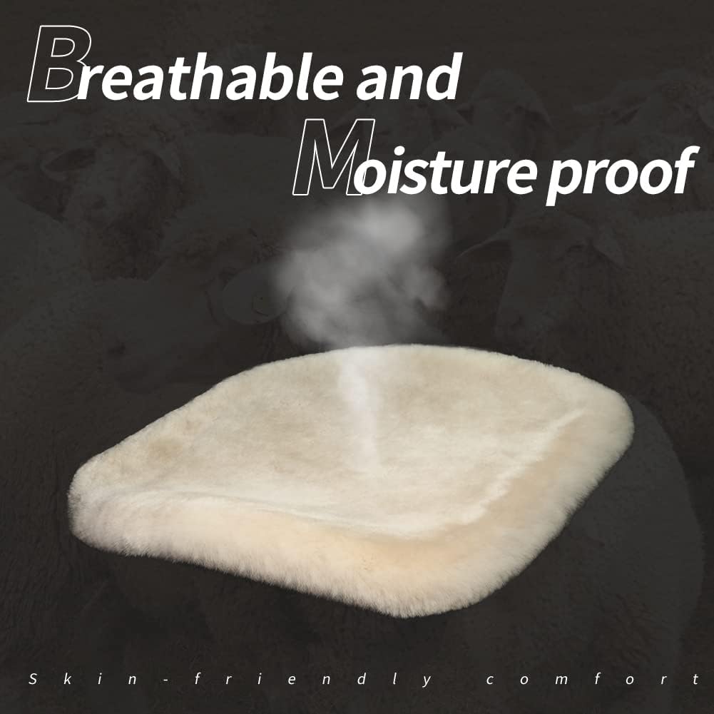 LLB Genuine Sheepskin Car Seat Cushion Seat Covers for Cars Trucks SUV Comfort Seat Protector Pad for Car Driver Seat Car Accessories for Women Office Chair Car Decor (Black Front Seat Cushion-1 Pc)