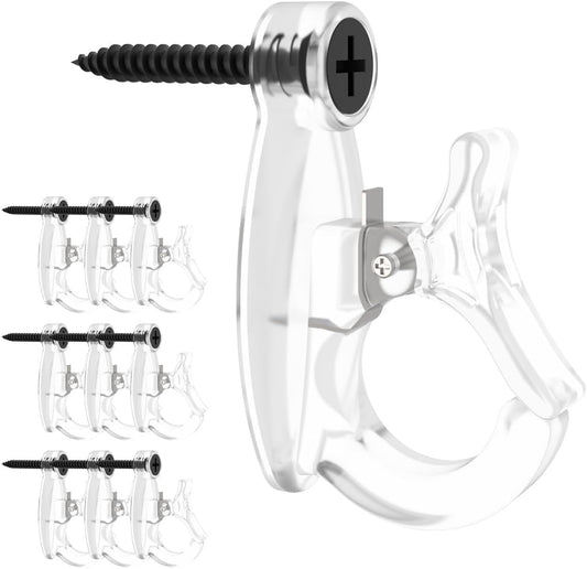 Light Hanger Hooks, Screw-in Hooks for Hanging String Lights, Wire, Plants, Wind Chimes - Plastic, Clear, 20 Pack