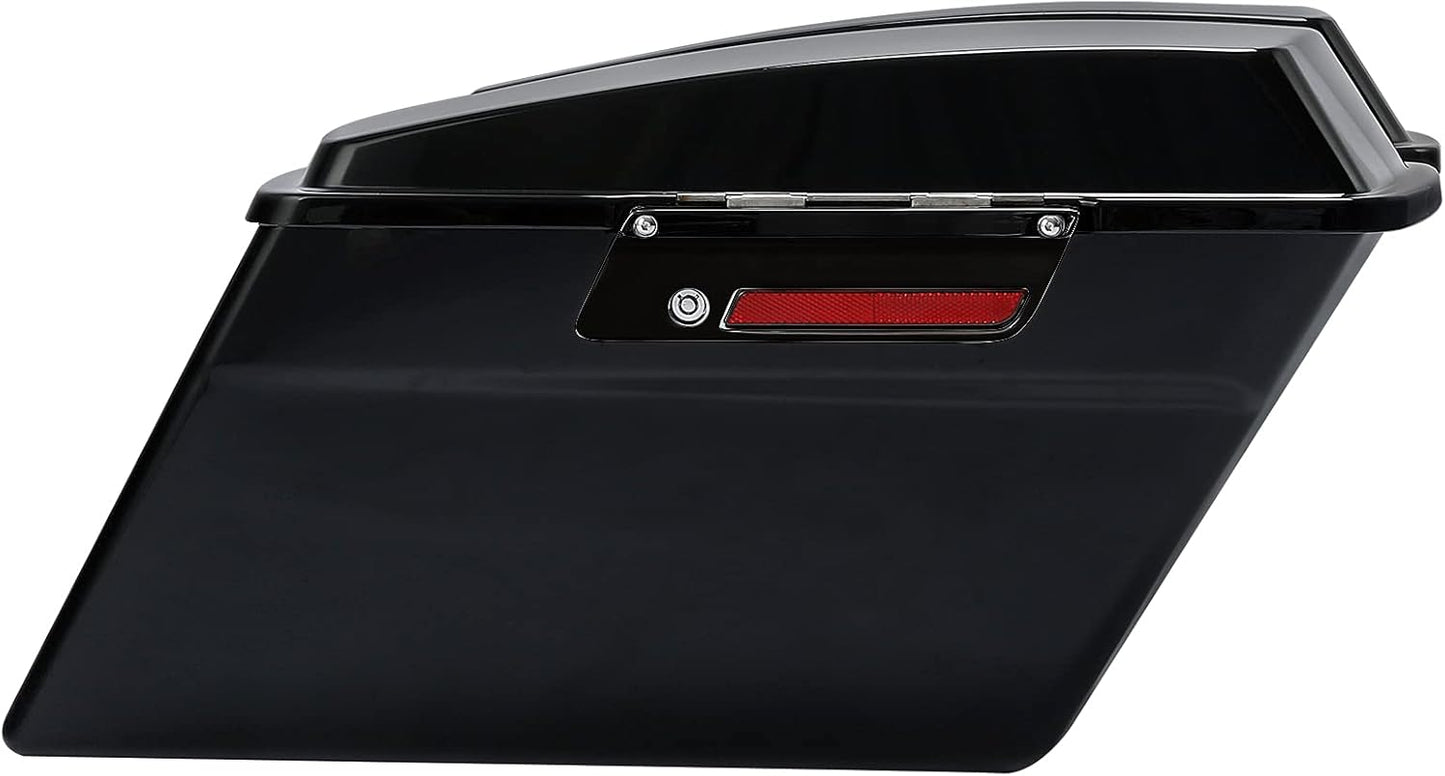 XFMT Motorcycle Vivid Black Hard Saddlebags Saddle Bags Trunk W/Lids & Black Latches For Harley Touring Road King Street Glide Road Glide Electra Glide 1994-2013