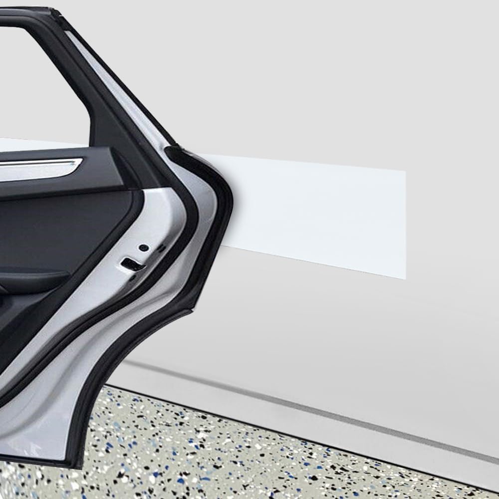 Rubber Bond Garage Wall Protectors - 6x48 Inches 2 Pack Strong Self-Adhesive Rubber Bumper Protectors for Garage Walls - Anti-Scratch and Waterproof Garage Wall Protector for Car Doors (White)