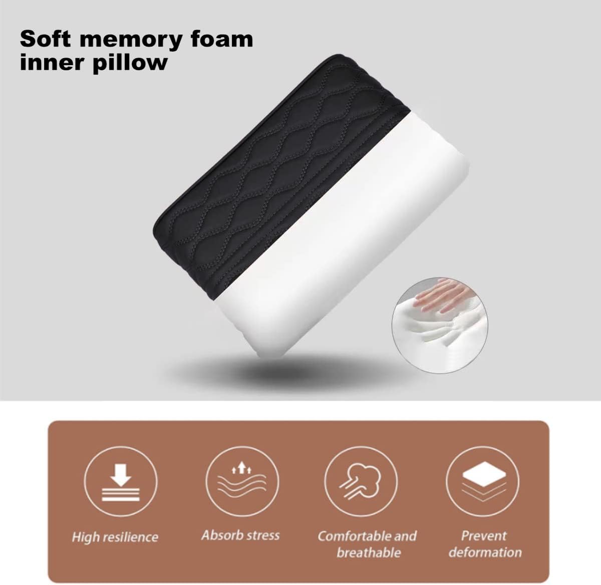 Car Center Console Cover, Memory Foam Car Armrest Cushion, Black Auto Arm Rest Pad, Leather Arm Rest Covering Car, Hand Rest Pillow for SUV/Truck/Vehicle (Black)