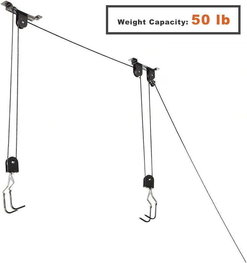 Wallmaster Ceiling Bike Mount Hanger, Bike Ceiling Lift Hoist, Bike Pulley System for Garage, Indoor Bicycle Hooks, 1 pack