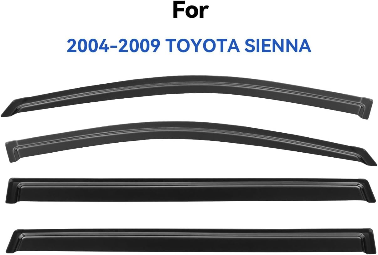 Window Visors Rain Guards Shield for 2004-2009 Toyota Sienna, Out-Channel Window Vent Wind Deflectors Visors Shades for 04 05 06 07 08 09 Sienna