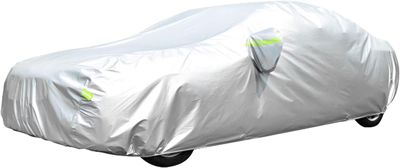 Waterproof Car Cover All Weather Snowproof UV Protection Windproof Outdoor Full car Cover, Universal Fit for Sedan (Fit Sedan Length Length 192"-208", Silver)