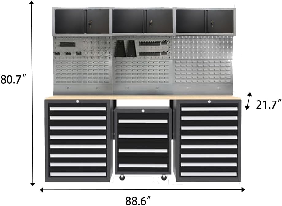 JZD Metal Tool Storage Cabinet Set, Pro Tool Organization System for Garage, Wall Mounting Not Necessary