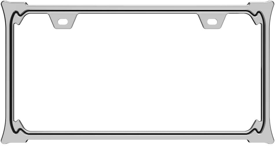 Creathome 3D Chrome License Plate Frames, Pure Zinc Alloy Metal with Horn Shape Pattern