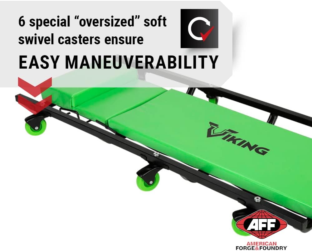 AFF Viking Mechanic's Creeper - Low Profile Fully Padded Design with Adjustable Head - Heavy Duty