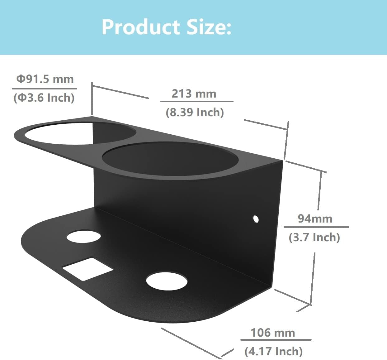 JINGCHENGMEI 2 Spray Bottles Holder, Steel Wall Mount Storage Organizer for All-Purpose at Garage and Home (SBH-2B1Pc)