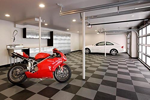 Big Floors GarageDeck Coin Pattern, Durable Copolymer Interlocking Modular Non-Slip Garage Flooring Tile (White, 24 Pack of 12 x 12" Tiles)