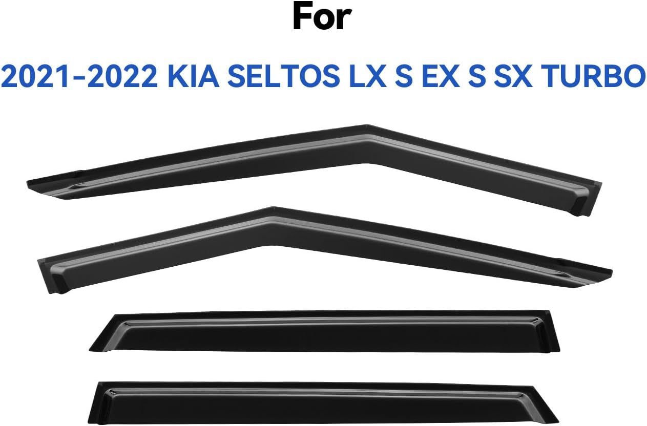 Window Visors Rain Guards for 2021 2022 2023 2024 2025 Kia Seltos, Out-Channel Window Vent Wind Deflectors Visors Shades for 21-25 Seltos LX S EX S SX Turbo X-Line
