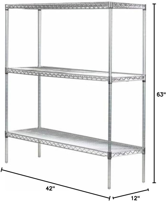 Omega 12" Deep x 42" Wide x 63" High 3 Tier Gray Starter Shelving Unit