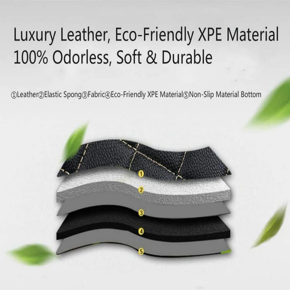 Custom All-Weather Protection Leather Car Floor Mats for Cars Sedan SUV Sports Car Waterproof Floor Mat (Black+Orange)