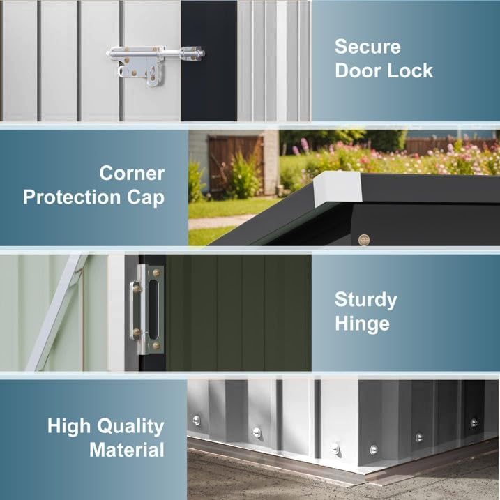 Greesum 5×3 FT Outdoor Storage Shed, Metal Storaged Sheds Without Floor, Tool Sheds with Lockable Doors and Sloping Roof for Garden, Patio, Backyard, White