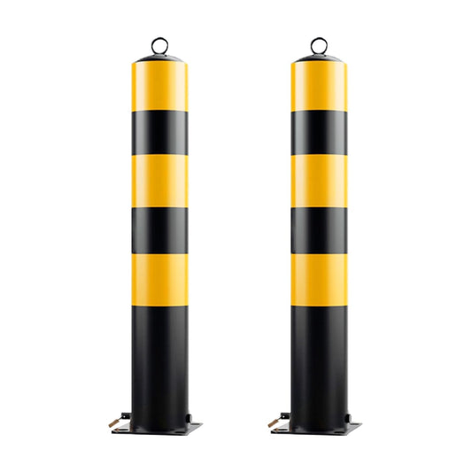 Steel Safety Bollard Post, with Lock Bollard Post Removable Security Posts, Parking Bollards, Parking Barriers Concrete, Powder Coat, for Parking Lot, Driveway and Sidewalk(Black (2pcs),75cm/29.5in)