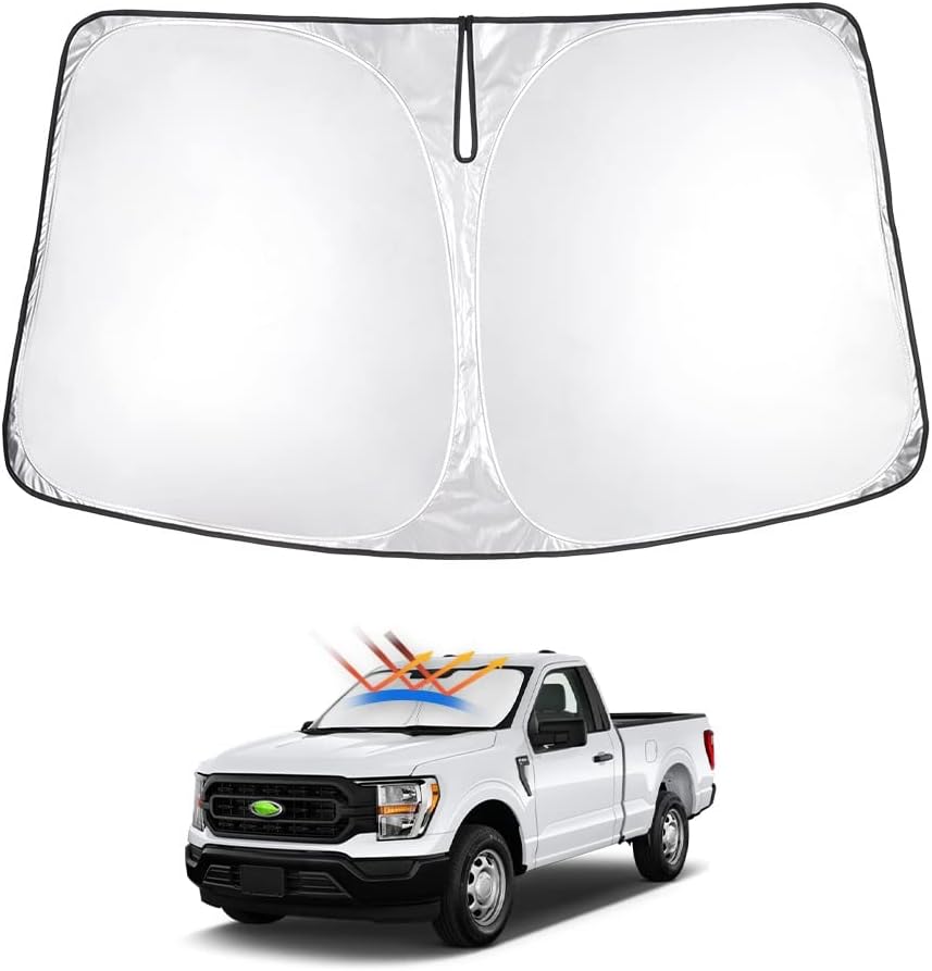 T TGBROS Windshield Sun Shade for Ford F150 2015-2020 Accessories Foldable Sun Shield Front Window Sunshade Cover Sun Visor Cover Block Heat and Sun Protection