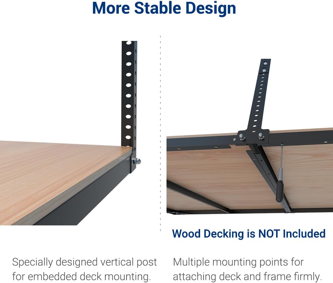 FLEXIMOUNTS 4x8 Overhead Garage Storage Rack without Decking, Storage Organization System, Heavy Duty Metal Garage Ceiling Racks, 600lbs Weight Capacity, Black