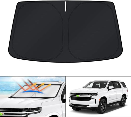 KUST Windshield Sun Shade for Chevrolet Tahoe Accessories 2021-2024 2025 Window Sunshade Sun Visor Protector Foldable Blocks UV Rays Keep Your Car Cooler