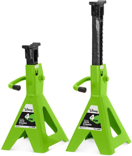 AFF Viking 4 Ton Jack Stand Set - Heavy Duty Ratchet Style Jack Stands - Pair