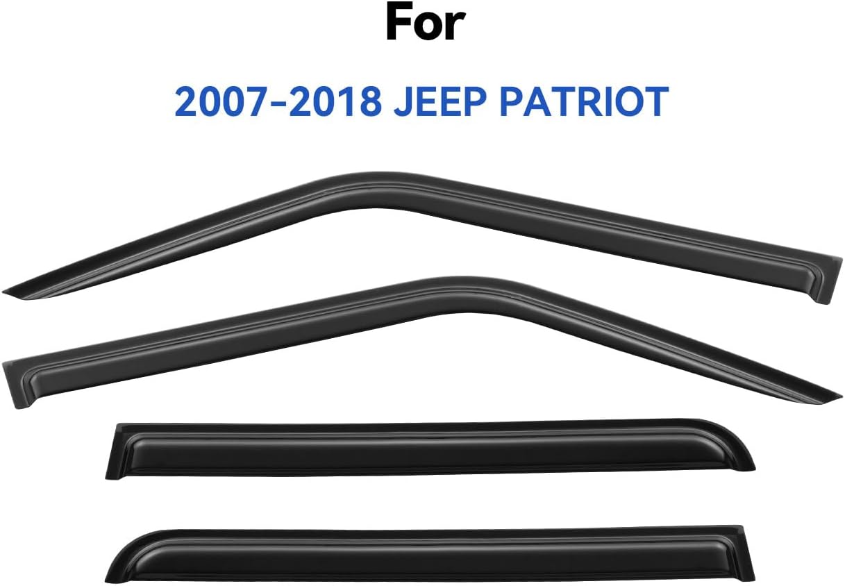 Window Visors Rain Guards Shield for 2007-2018 Jeep Patriot, Out-Channel Window Vent Wind Deflectors Visors Shades for 07-18 Patriot