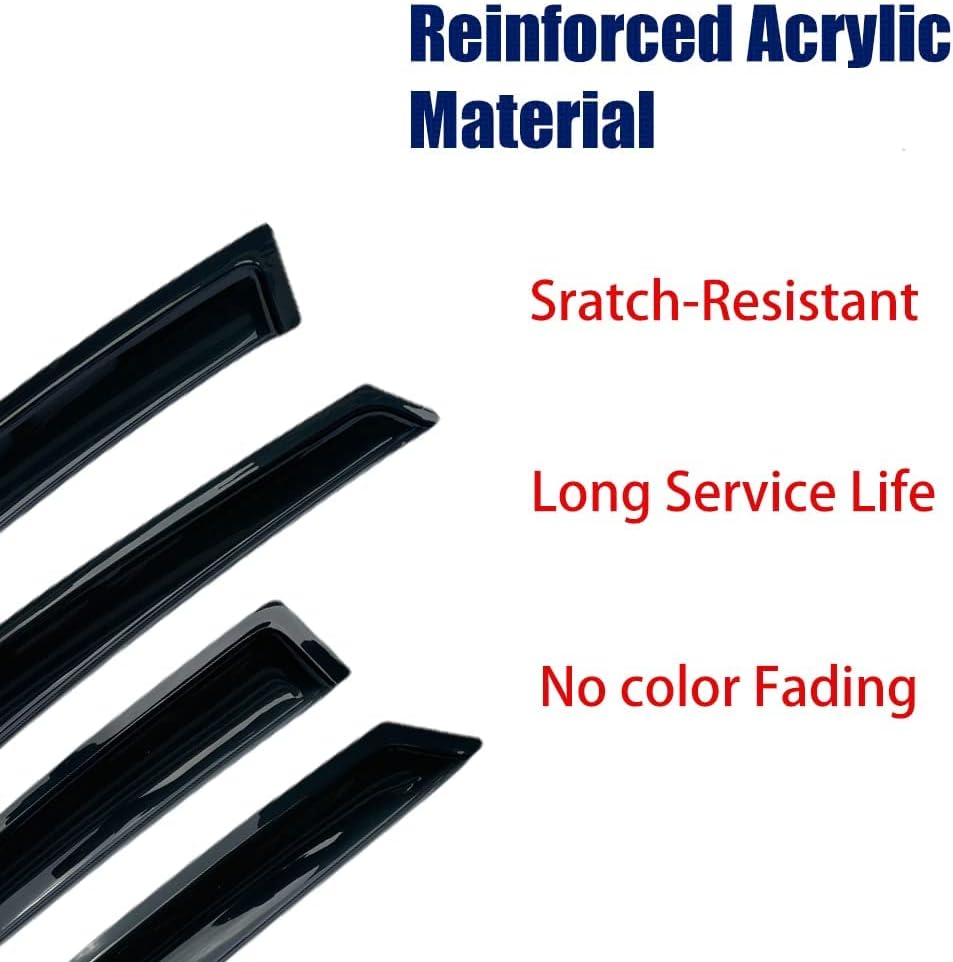 94304 Side Window Wind Deflector, 4pcs Outside Mount Tape-On Nice Rain Guards Set, Window Visor fit for 2000-2006 Chevy Tahoe & GMC Yukon, 2002-2006 Cadillac Escalade Base Only