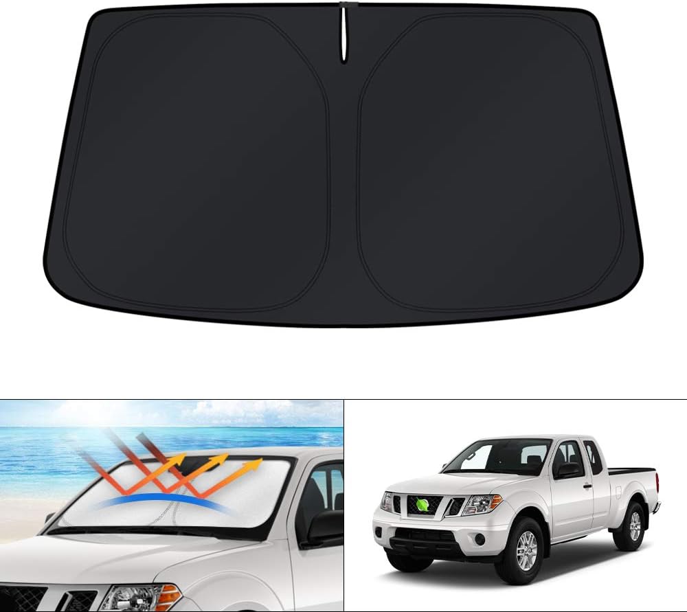 KUST Windshield Sun Shade for 2006-2021 Nissan Frontier Accessories Custom Fit Sunshade Foldable Sun Visor Protector Blocks UV Rays Keep Your Car Cooler