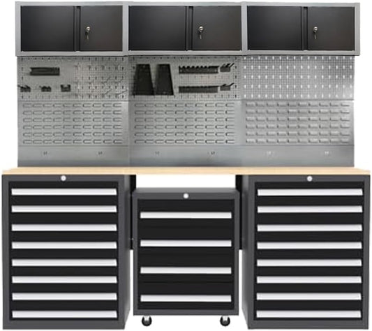 JZD Metal Tool Storage Cabinet Set, Pro Tool Organization System for Garage, Wall Mounting Not Necessary
