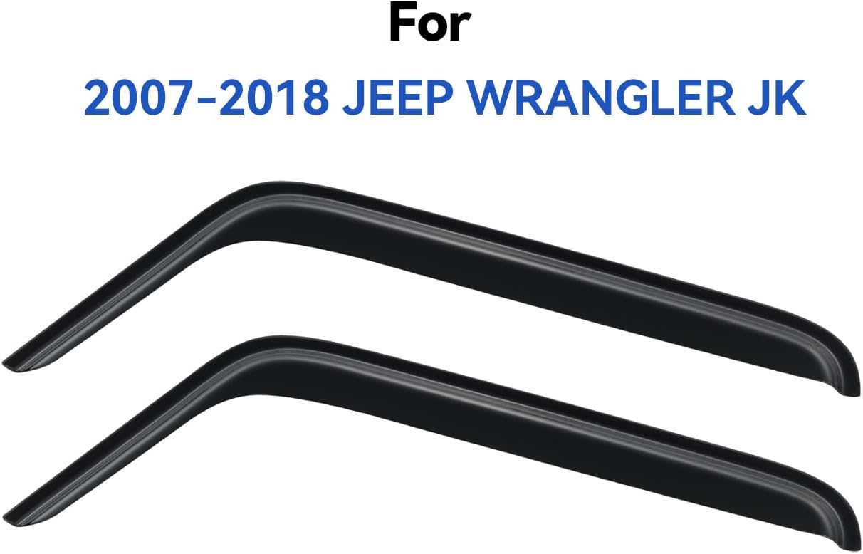 Window Visors Rain Guards for 2007-2018 Jeep Wrangler 2-Door, Out-Channel Window Vent Wind Deflectors Visors Shades for 07-18 Wrangler JK (2-Door ONLY)