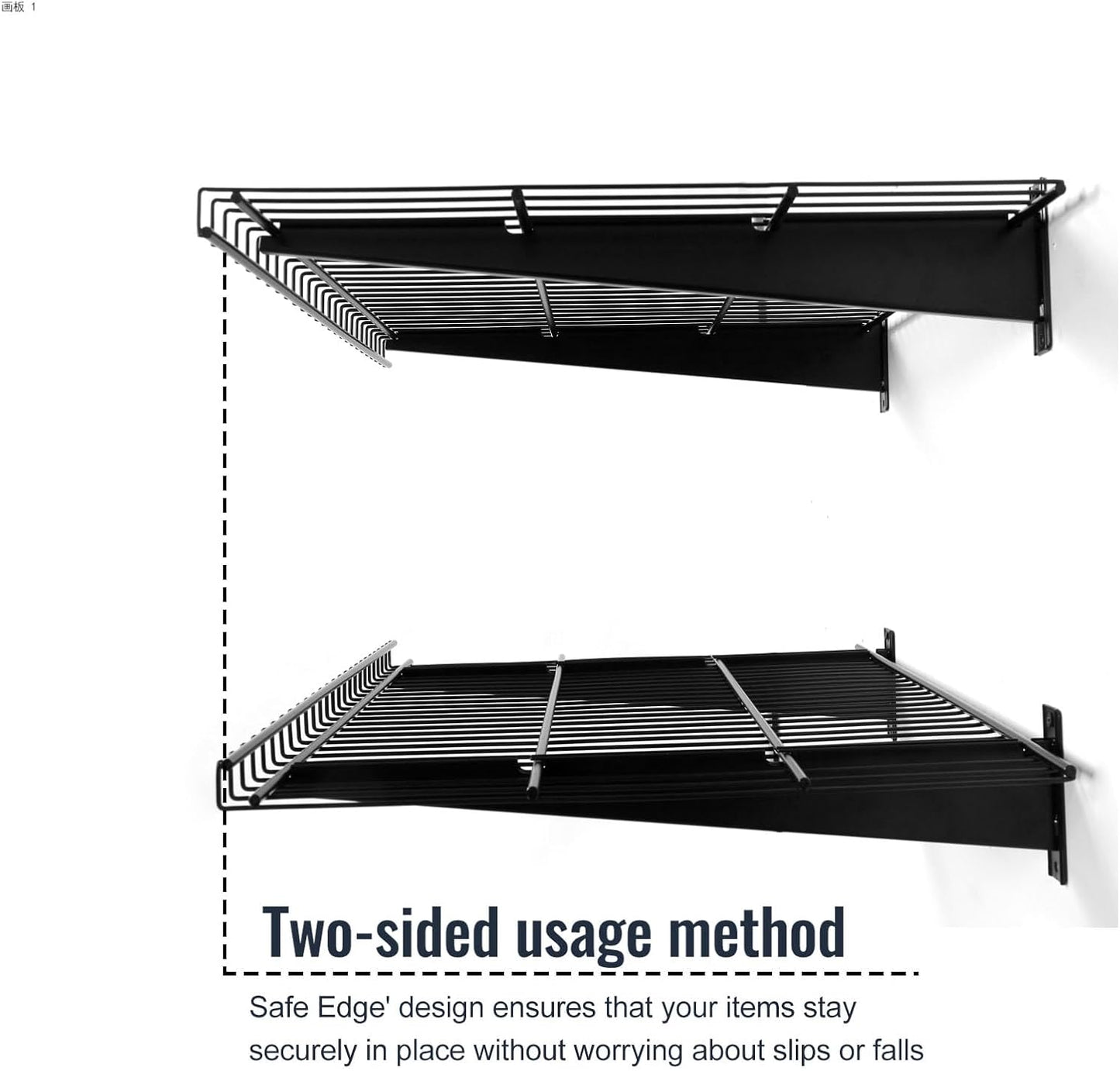 2 Pack Garage Wall Mounted Shelf, 21.7" x 11.4" Heavy Duty Wall Storage Shelves for Garage, Workshop, Laundry Room and Kitchen, Max Load 50 lbs (Black,2 Pack)