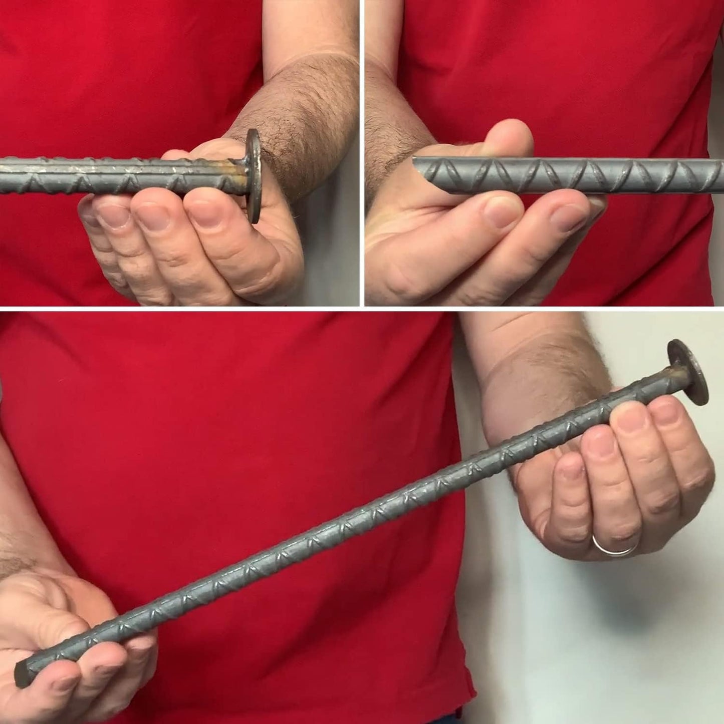 SmartSign Rebar Spikes - Pack of 4, Length 14", Diameter 1/2", Heavy Duty Metal Rebar Stakes for 6ft Parking Curbs/Wheel Stop/Speed Bump, Silver