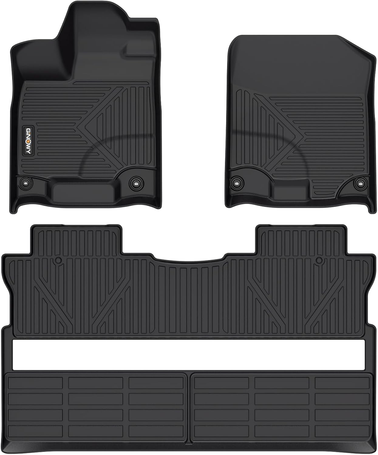 GINOWY-Floor Mats for Honda Ridgeline 2017-2023 2024 2025, TPE All Weather Protection Car Mats Custom Fit Ridgeline 2024 Floor Liners Anti-Slip Waterproof Automotive Accessories Black