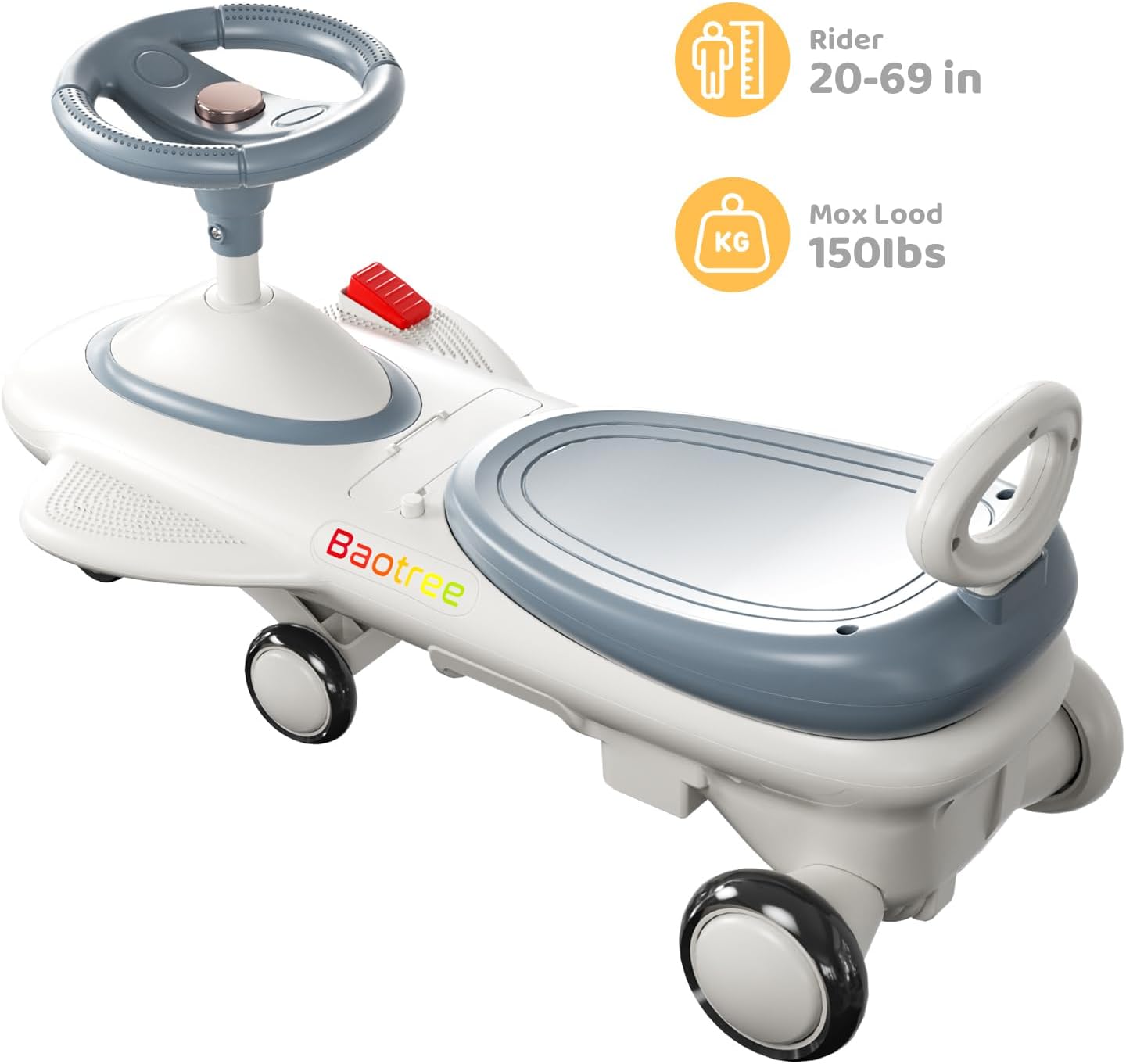 Kids Electric Ride On Car 12V - Electric Wiggle Car with Rechargeable Battery, LED Lights & Music,Anti-Rollover for Boys Girls Ages 3-8, Indoor/Outdoor Toy Vehicle up to 150 lbs