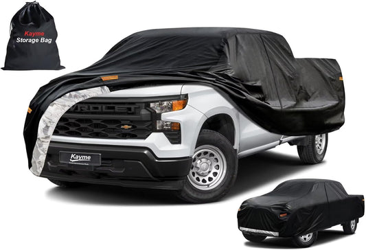 Kayme Truck Cover Custom Fit Chevy Silverado 1500(2018-2025) Regular Cab Long Bed. Full Exterior Heavy Duty Outdoor Pickup Truck Car Cover Waterproof All Weather.Car Tarp for Wind Sun Dust Protection.