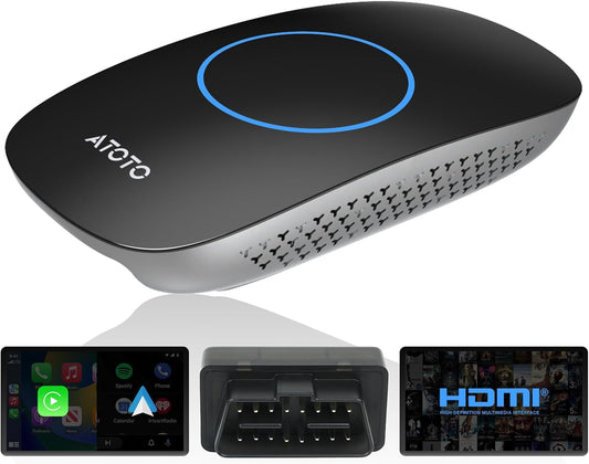 Wireless CarPlay Adapter Ai Box with OBD2 Scanner, Car Video Streaming Wireless Plug & Play Carplay Adapter for iPhone & Android Auto with ChatGPT, Supports YouTube, Netfilx 256GB Max, HDMI