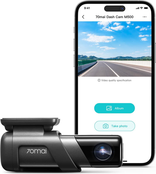 70mai Dash Cam M500, 2.7K Dash Cam Front, Dash Camera for Cars Built in eMMC 128GB, GPS, ADAS, Dashcam with HDR Night Vision,170° FOV, Parking Monitor, G-Sensor, Time-Lapse, App&WiFi, Voice Control