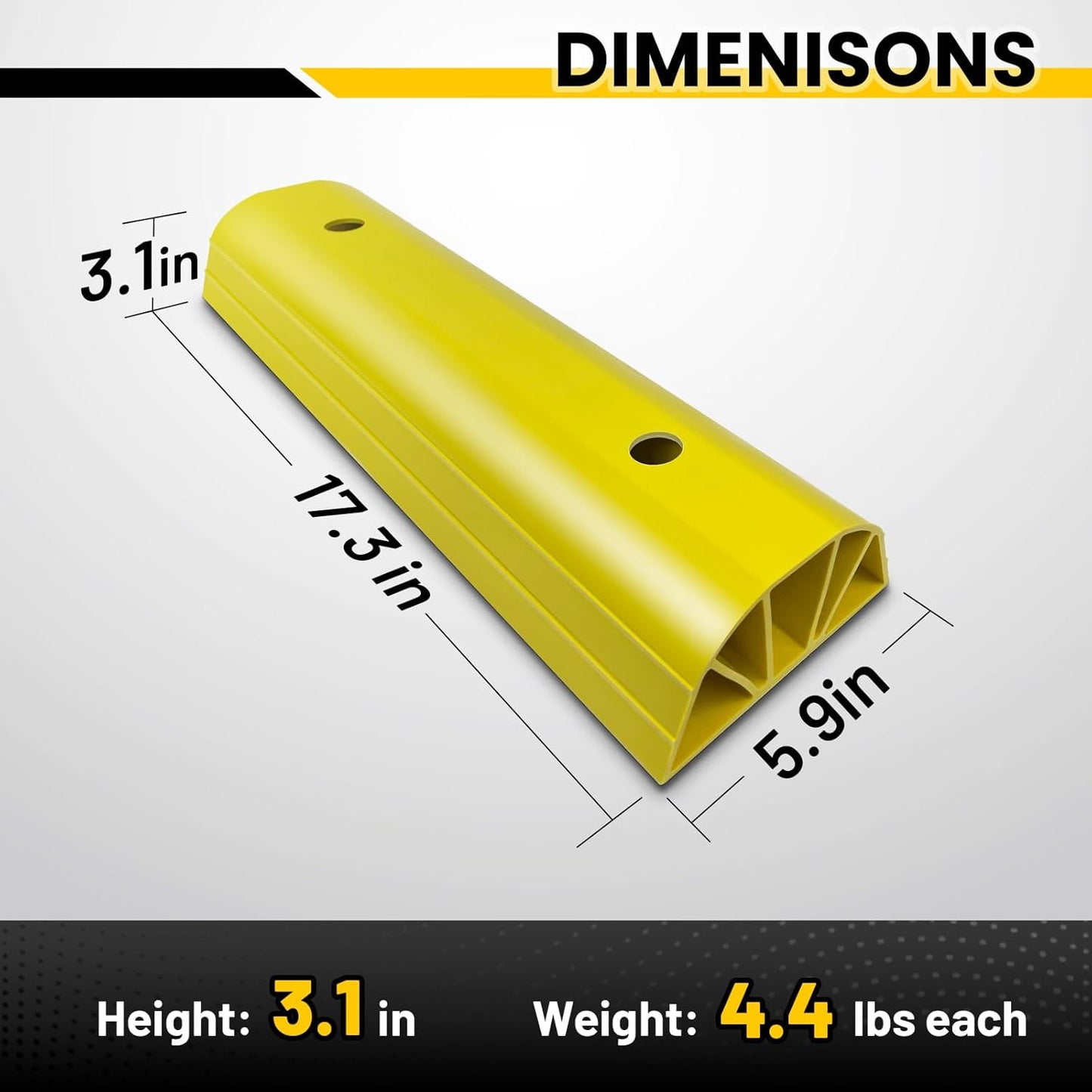 Garage Tire Stops for Garage Floor High-Visibility, 2 Pack 3.1" Higher Block Bumpers for Parking Car SUV Truck, Heavy Duty Car Wheel Stopper for Driveway Outdoor, Easy Installation