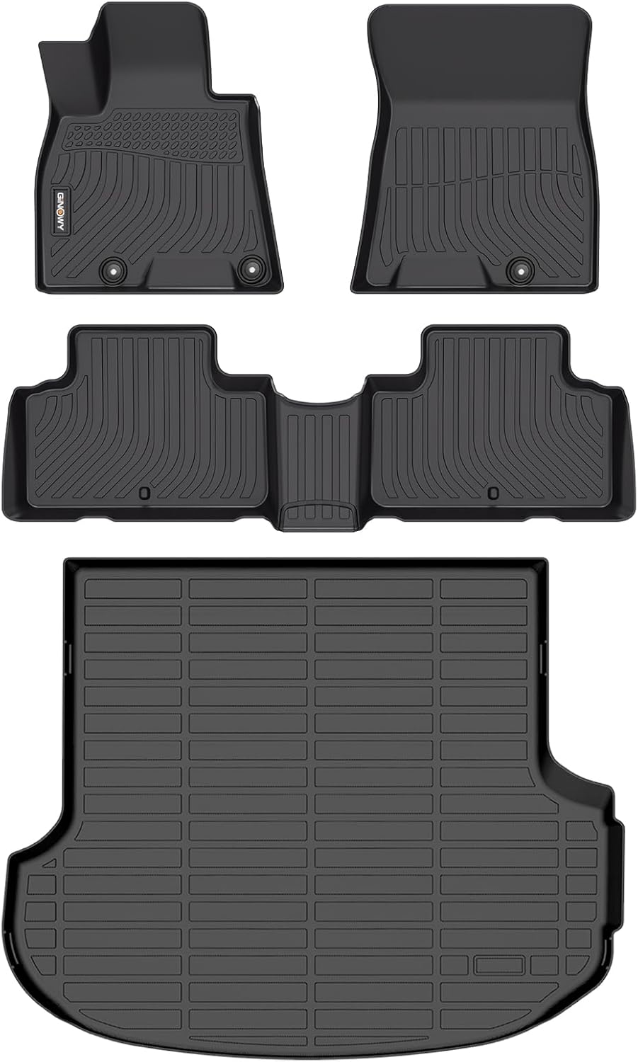 GINOWY-Floor Mats & Cargo Liner for Genesis GV80 2021-2025 (Only 5 Seats, Not for Coupe), All Weather Car Floor Mats Cargo Liner TPE Rubber Trunk Mat Trunk Liner, GV80 Accessories Mats
