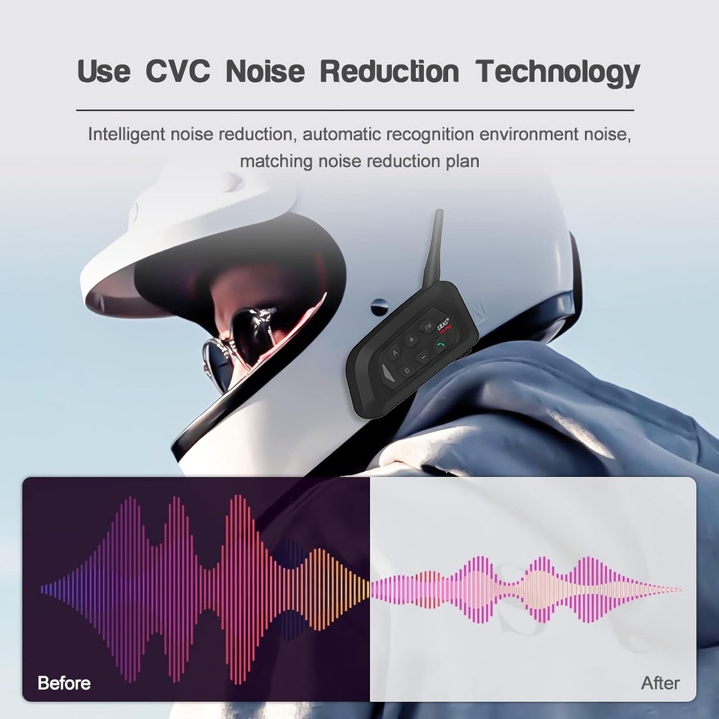 V4 Plus Motorcycle Bluetooth Helmet Intercom Headset, 4 Rides Group Communication System for Motorcycling Soccer Referees Skiing ATV/Off Road (4 Pack)