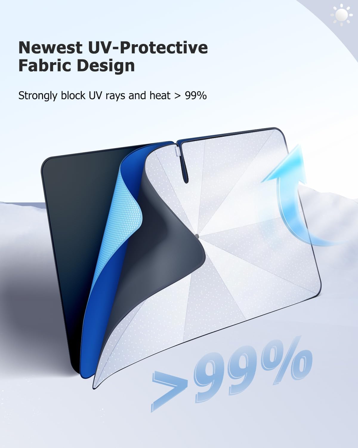 2025 Upgrade Car Windshield Sun Shade Windshield Sunshade Umbrella [Star Fabric] Protect Car from Sun Rays&Heat Damage Keeps Vehicle Cool, Spring Structure Edge Fits Sedans,SUVs,Trucks,Hatchbacks (S3)